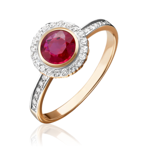 Кольцо из красного золота с рубином и бриллиантами 01-1279-00-107-1110-30