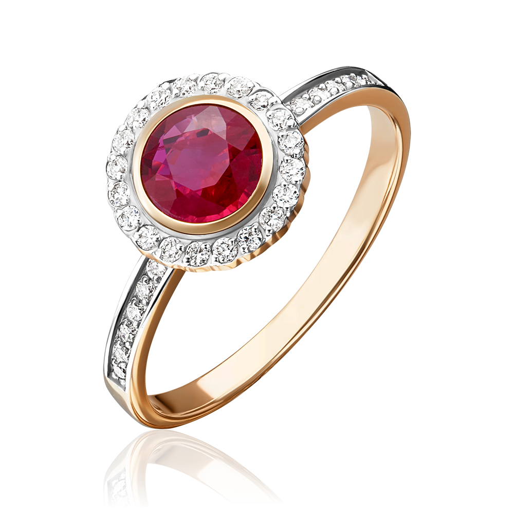 Кольцо из красного золота с рубином и бриллиантами 01-1279-00-107-1110-30