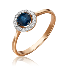 Кольцо из красного золота с сапфиром и бриллиантами 01-1281-00-105-1110-30
