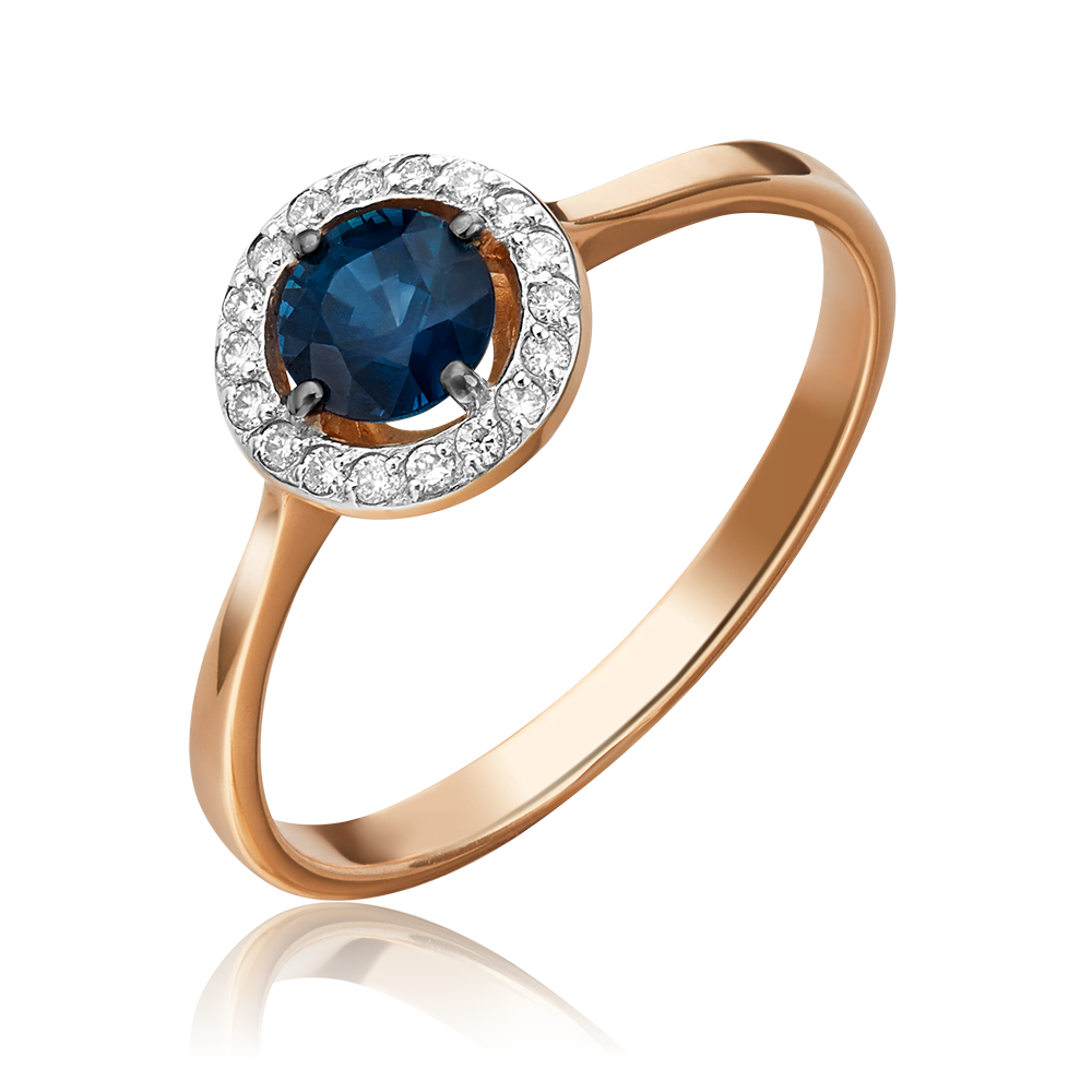 Кольцо из красного золота с сапфиром и бриллиантами 01-1281-00-105-1110-30