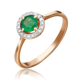 Кольцо из красного золота с изумрудом и бриллиантами 01-1281-00-106-1110-30