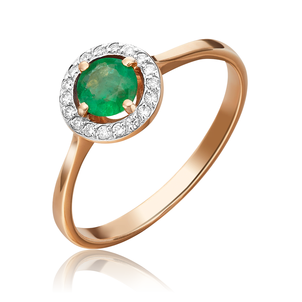 Кольцо из красного золота с изумрудом и бриллиантами 01-1281-00-106-1110-30
