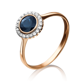 Кольцо из красного золота с сапфиром и бриллиантами 01-1283-00-105-1110-30