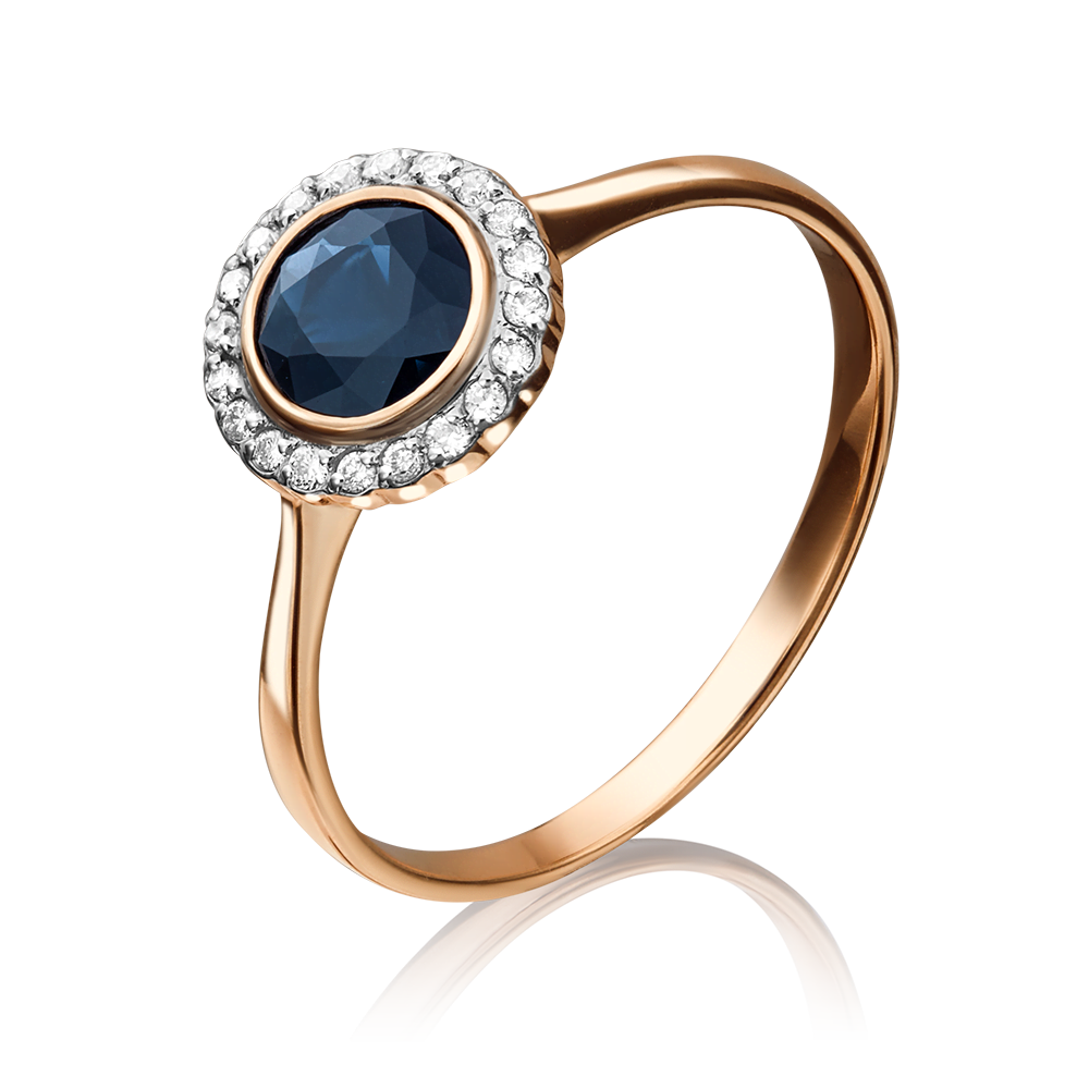 Кольцо из красного золота с сапфиром и бриллиантами 01-1283-00-105-1110-30