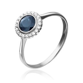 Кольцо из белого золота с сапфиром и бриллиантами 01-1284-00-105-1120-30
