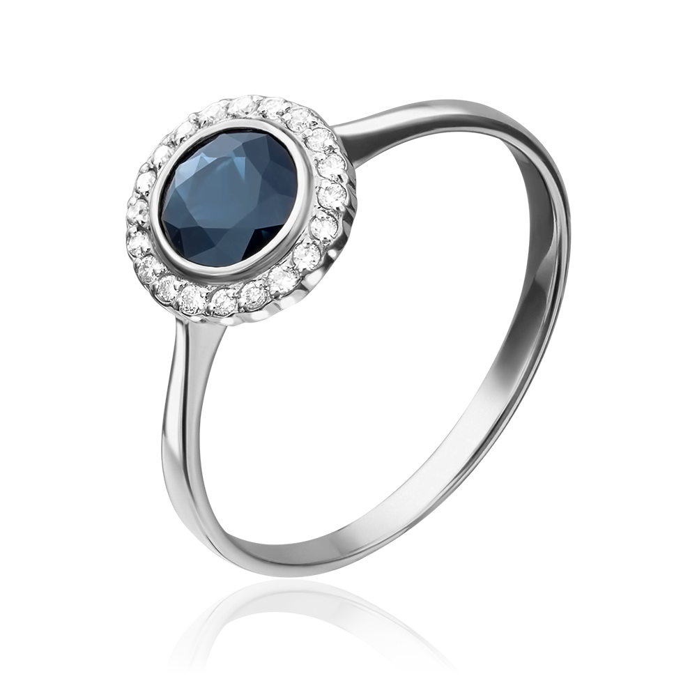 Кольцо из белого золота с сапфиром и бриллиантами 01-1284-00-105-1120-30