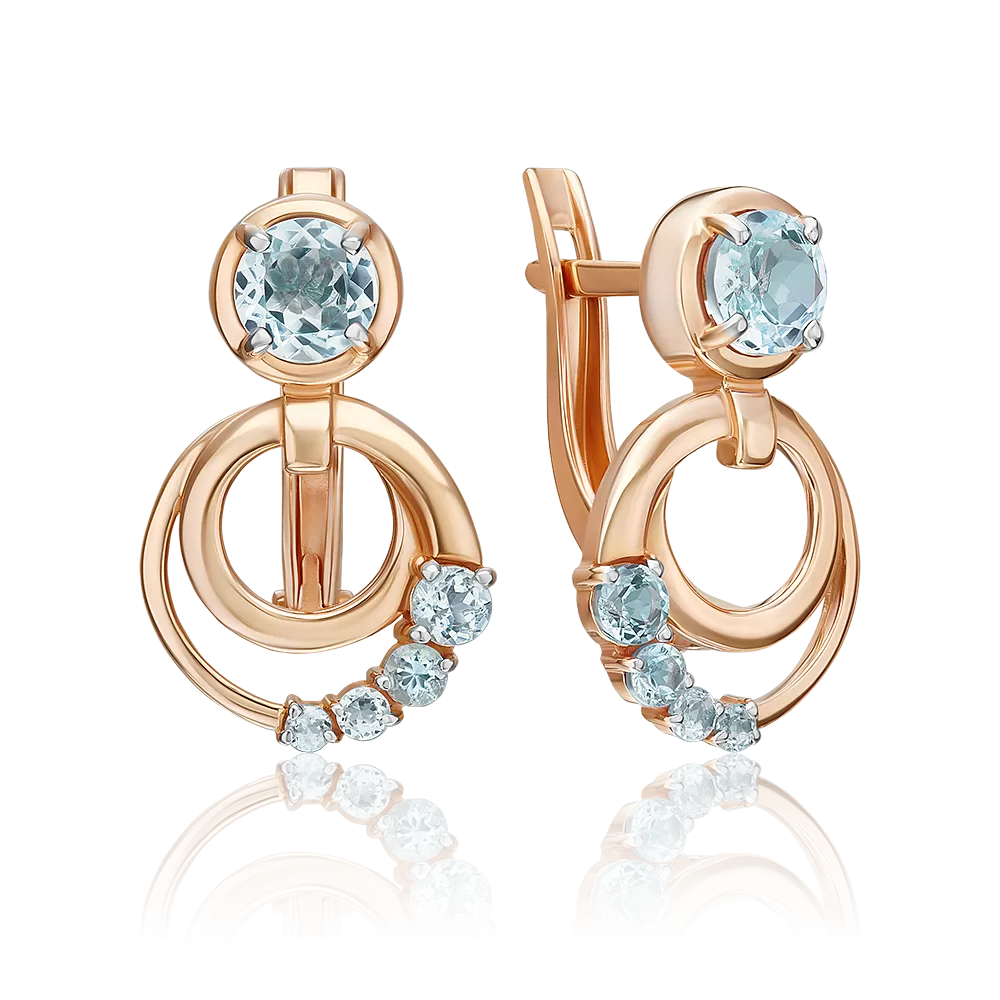 Серьги с английским замком из красного золота с топазами 02-5421-00-201-1110