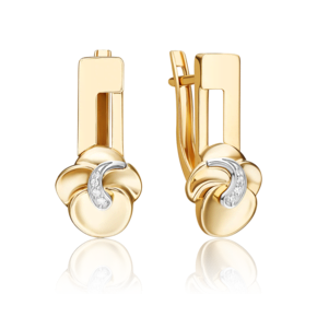 Серьги с английским замком из комбинированного золота с бриллиантами 02-5020-00-101-1121