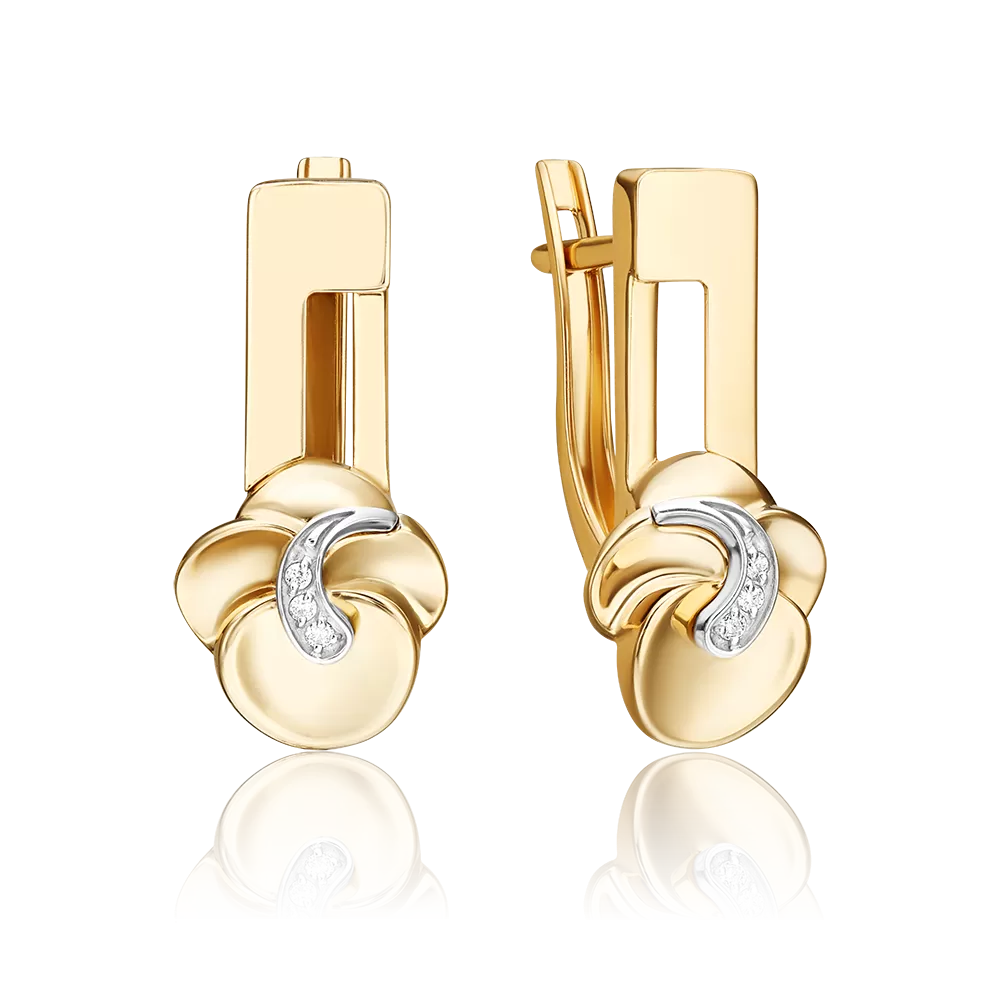 Серьги с английским замком из комбинированного золота с бриллиантами 02-5020-00-101-1121