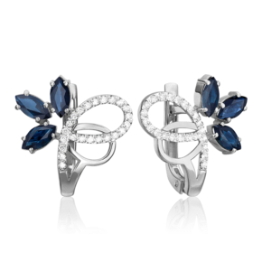 Серьги из белого золота с сапфирами и бриллиантами 02-0856-00-105-1120-30