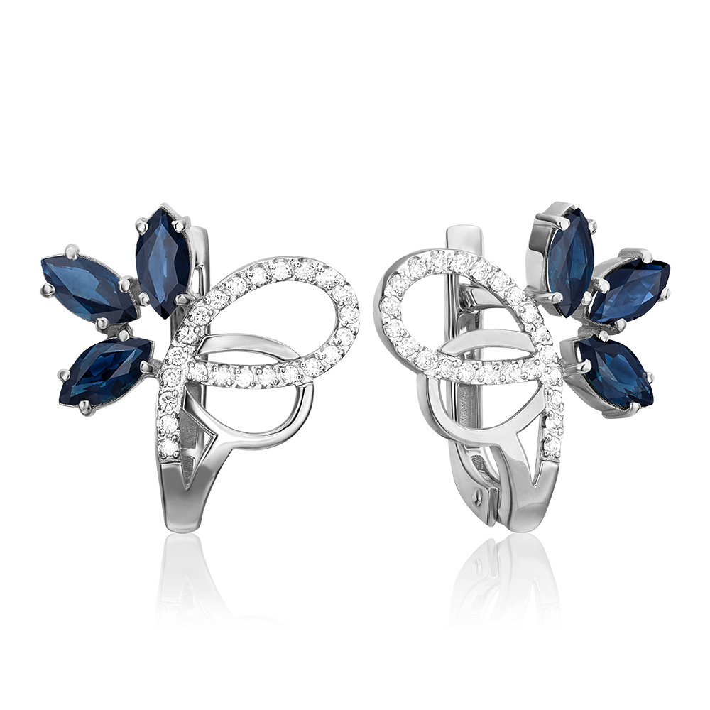 Серьги из белого золота с сапфирами и бриллиантами 02-0856-00-105-1120-30