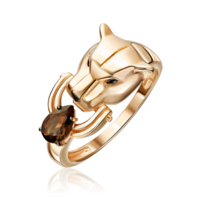 Кольцо «Пантера» из красного золота с кварцем дымчатым 01-5884-00-202-1110