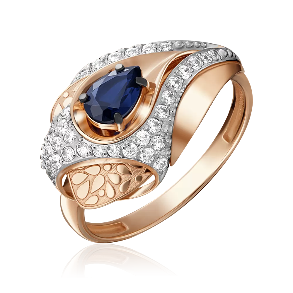 Кольцо из красного золота с сапфиром и бриллиантами 01-5167-00-105-1110-30