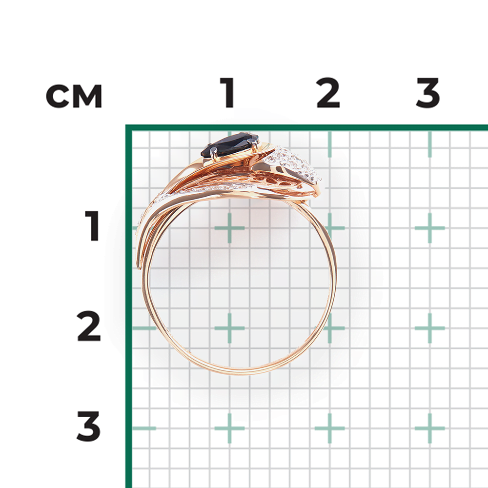 Кольцо из красного золота с сапфиром и бриллиантами 01-5167-00-105-1110-30