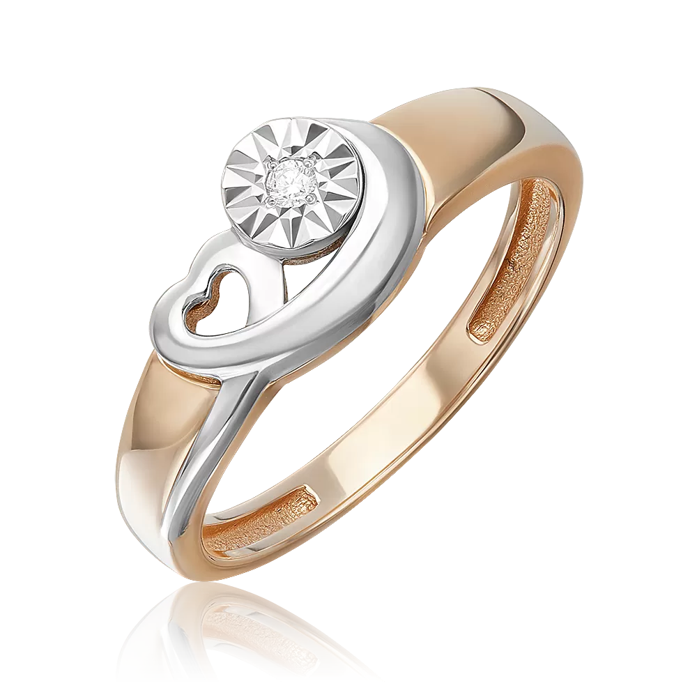 Кольцо из комбинированного золота с бриллиантом 01-5757-00-101-1111