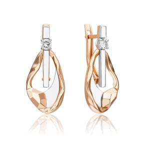 Серьги с английским замком из комбинированного золота с натуральным топазом white 02-5024-00-201-1111