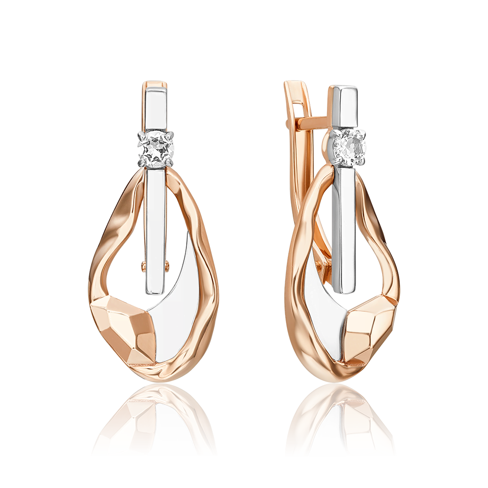 Серьги с английским замком из комбинированного золота с натуральным топазом white 02-5024-00-201-1111