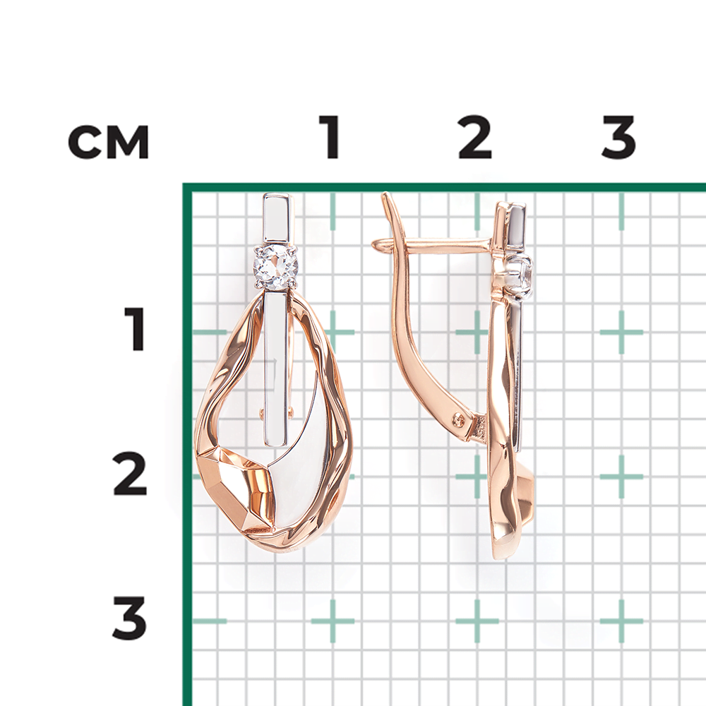 Серьги с английским замком из комбинированного золота с натуральным топазом white 02-5024-00-201-1111