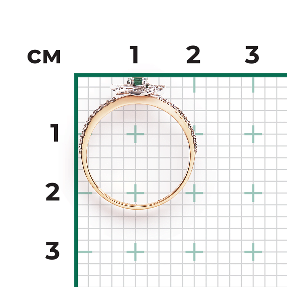 Кольцо «Цветок» из комбинированного золота с изумрудом и бриллиантами 01-1574-00-106-1111-30