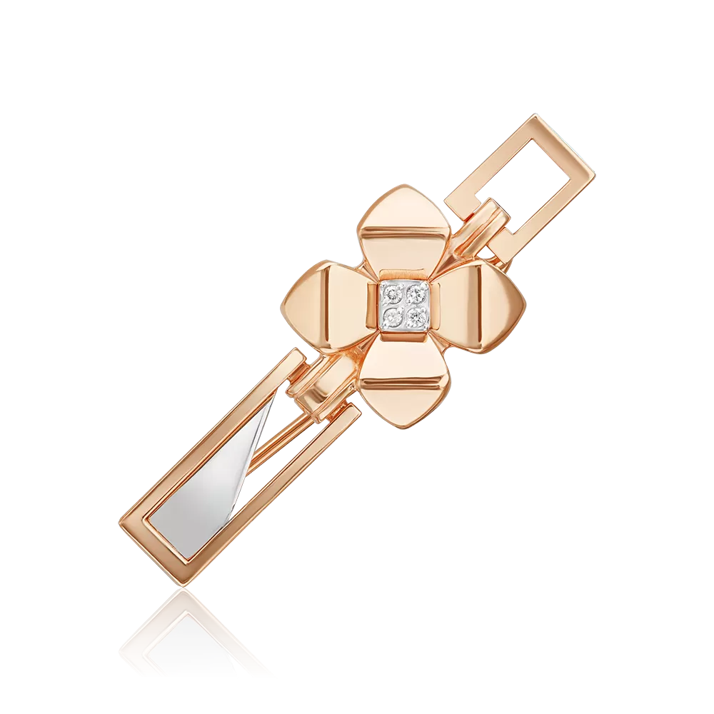 Брошь из комбинированного золота с бриллиантами 04-0269-00-101-1111