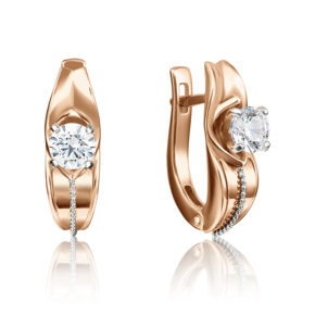 Серьги с английским замком из комбинированного золота с фианитом 02-4283-00-501-1111-38