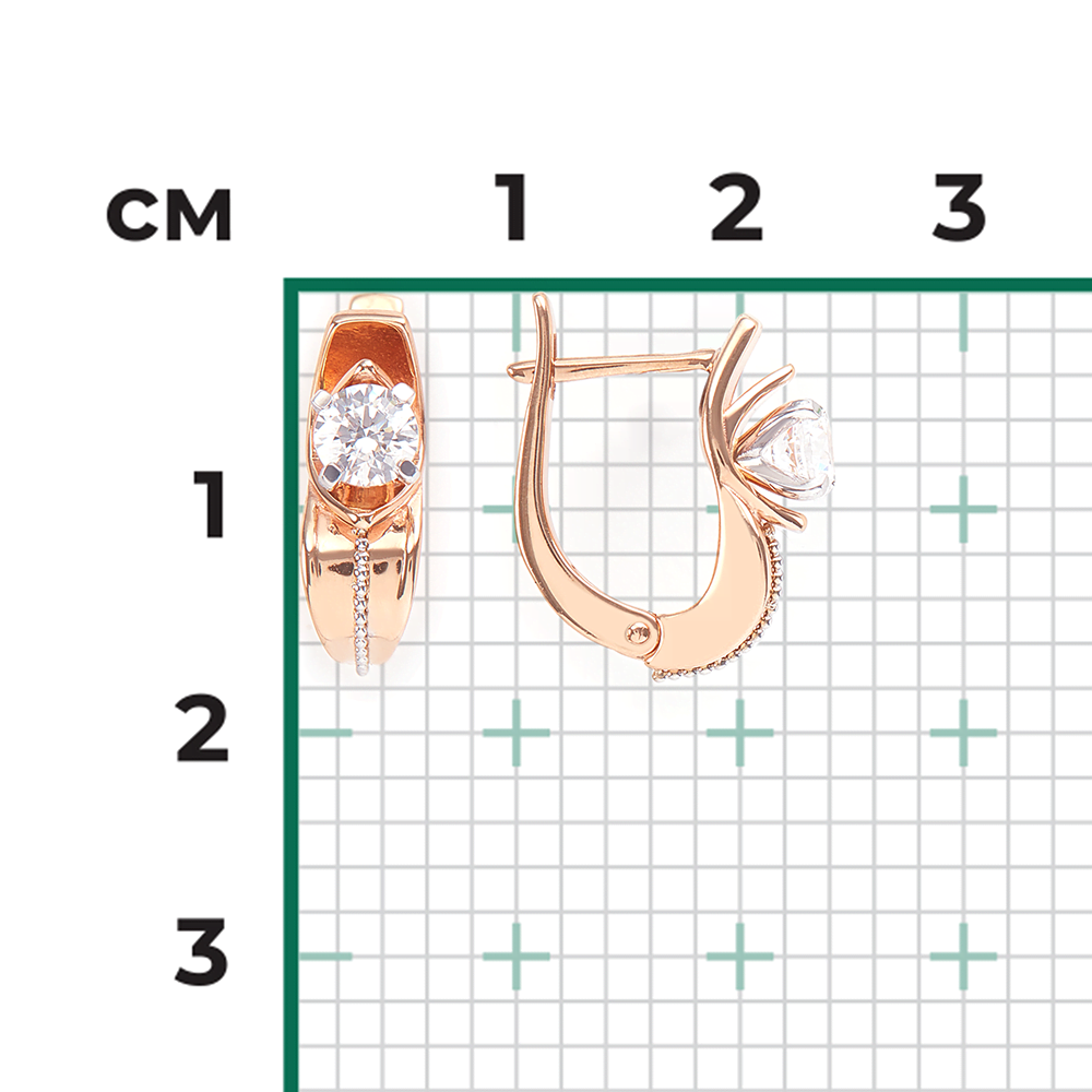 Серьги с английским замком из комбинированного золота с фианитом 02-4283-00-501-1111-38