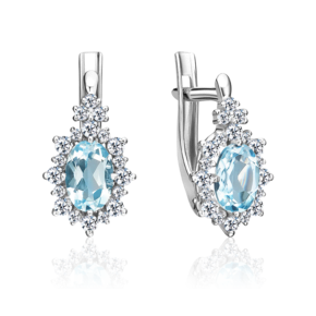 Серьги с английским замком из серебра с топазом и фианитами 02-0960-00-207-0200