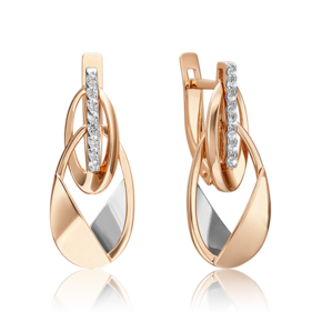 Серьги «Сияние» с английским замком из комбинированного золота с натуральными топазами white 02-4823-00-201-1111