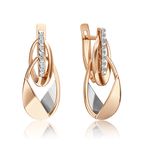 Серьги «Сияние» с английским замком из комбинированного золота с натуральными топазами white 02-4823-00-201-1111