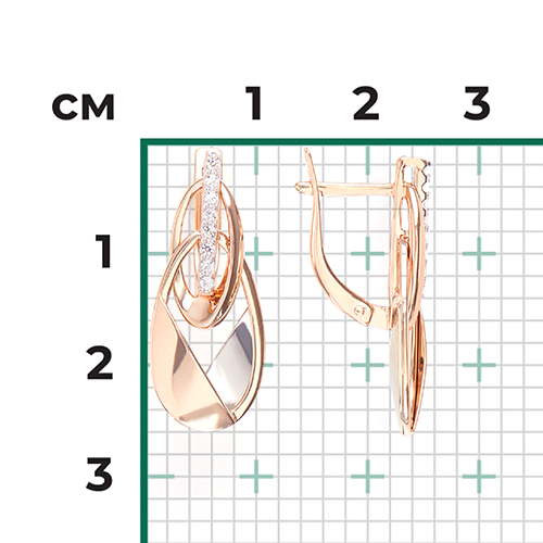 Серьги «Сияние» с английским замком из комбинированного золота с натуральными топазами white 02-4823-00-201-1111
