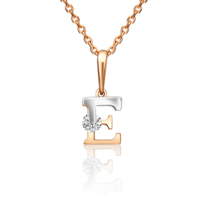 Подвеска «Буква Е» из комбинированного золота с фианитом 03-3119-Е-401-1111