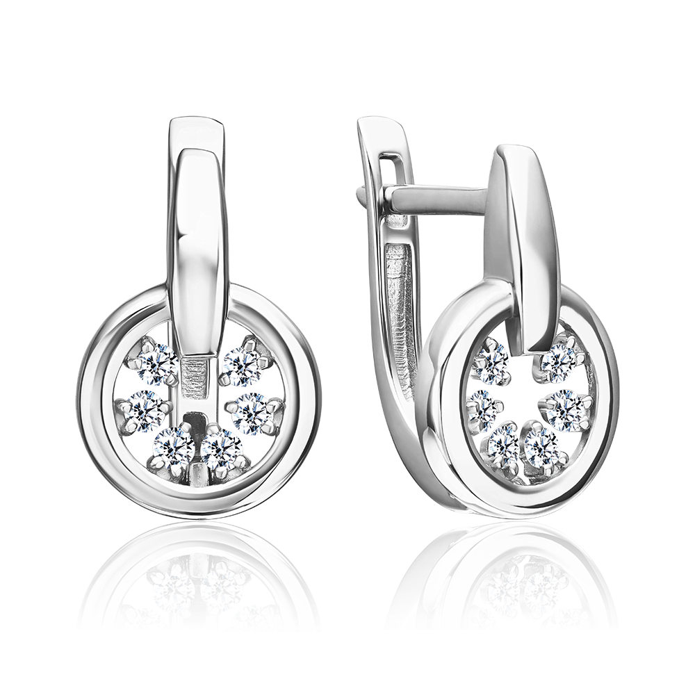 Серьги с английским замком из серебра с фианитами 02-5365-00-401-0200