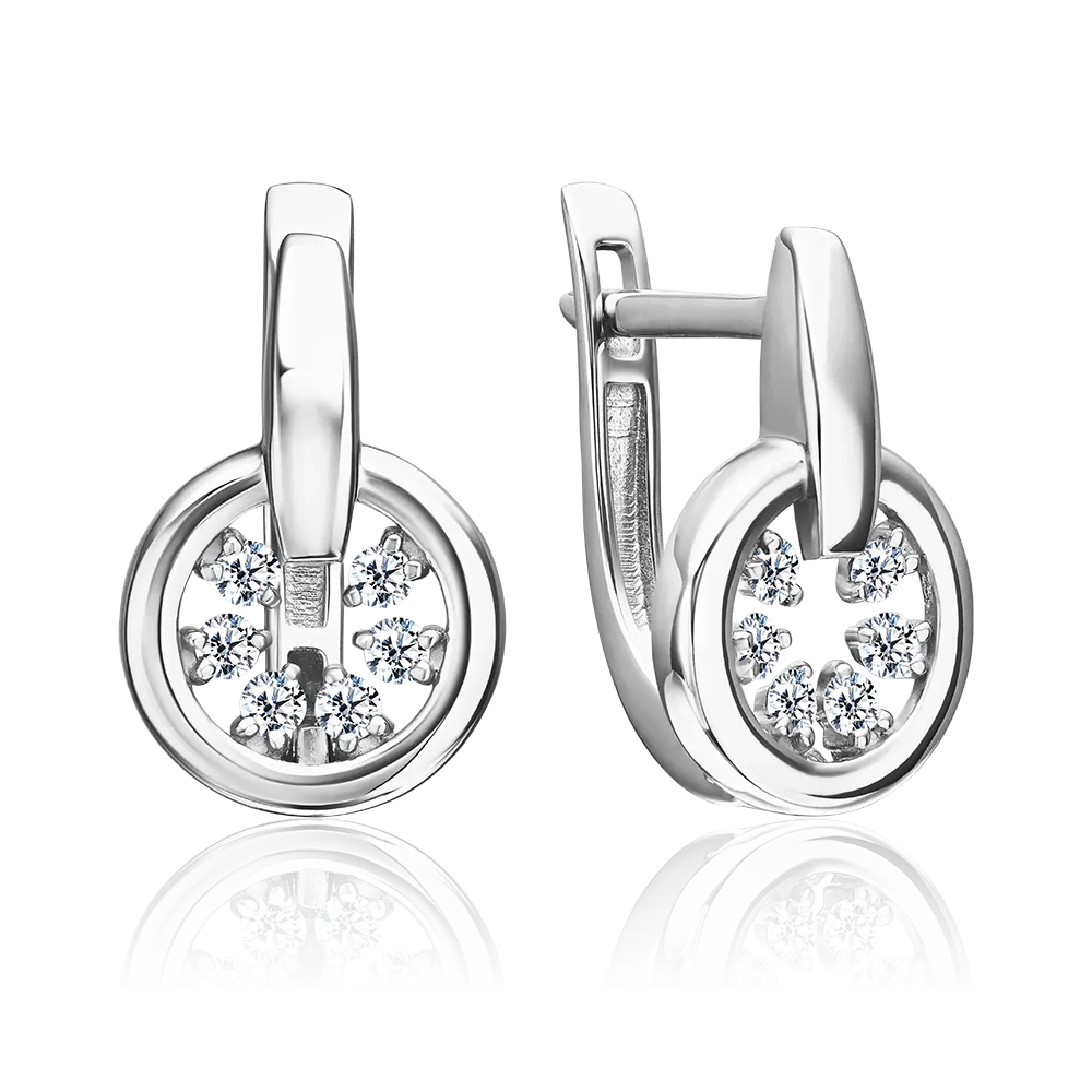 Серьги с английским замком из серебра с фианитами 02-5365-00-401-0200