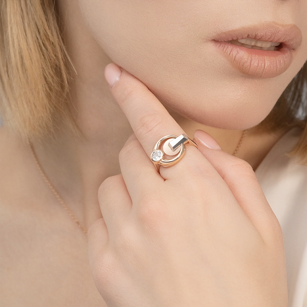 Кольцо из комбинированного золота с натуральным топазом white 01-5620-00-201-1111