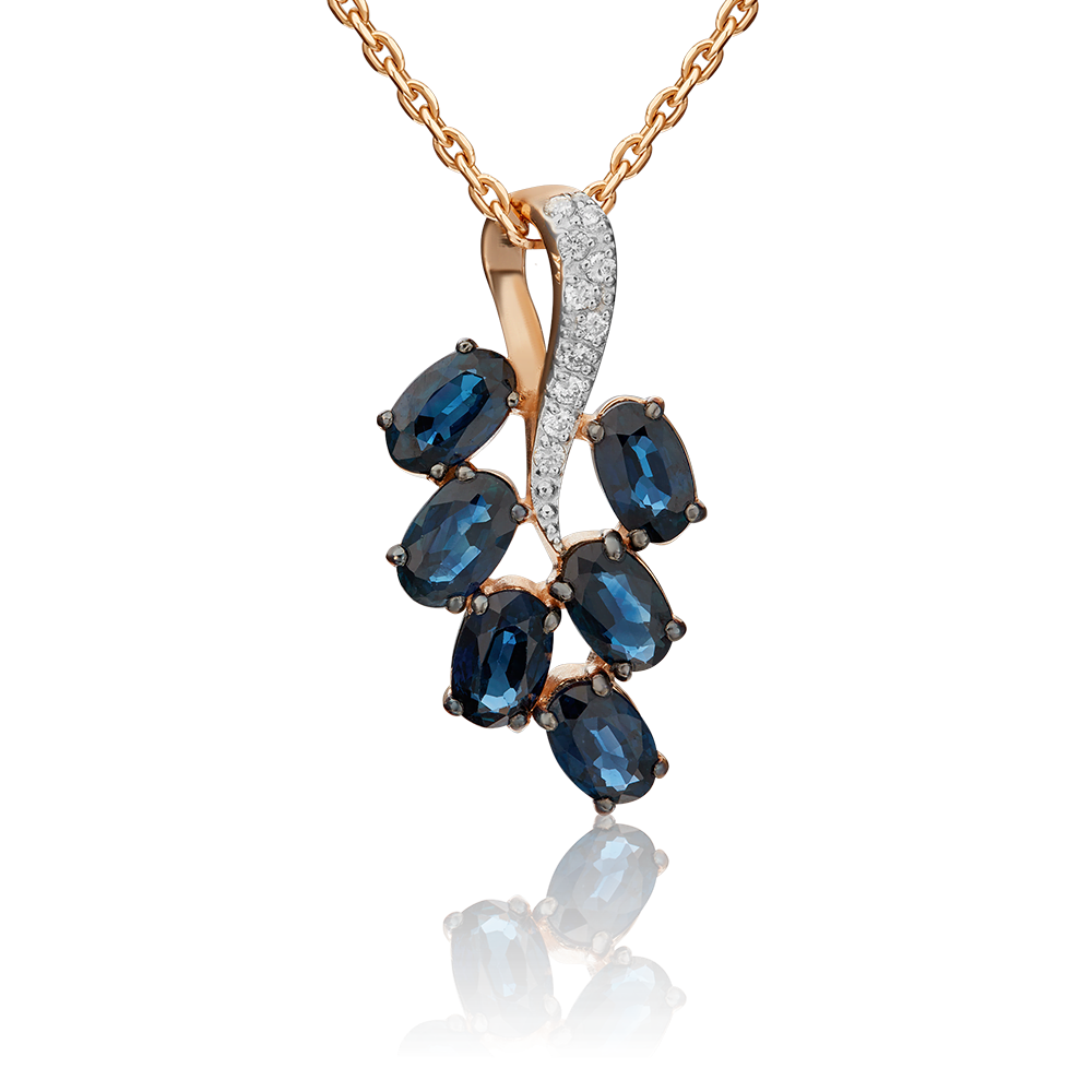 Подвеска из красного золота с сапфирами и бриллиантами 03-0462-00-105-1110-30