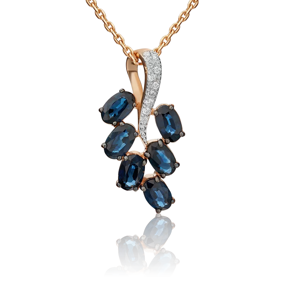 Подвеска из красного золота с сапфирами и бриллиантами 03-0462-00-105-1110-30