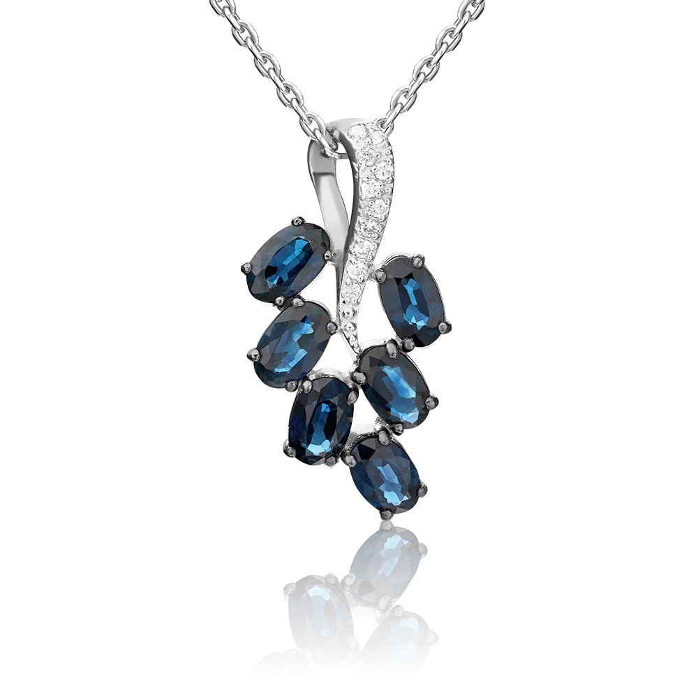 Подвеска из белого золота с сапфирами и бриллиантами 03-0463-00-105-1120-30