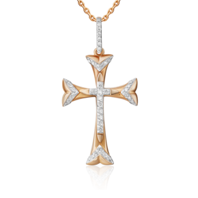 Декоративный крест из красного золота с бриллиантами 03-0464-00-101-1110-30