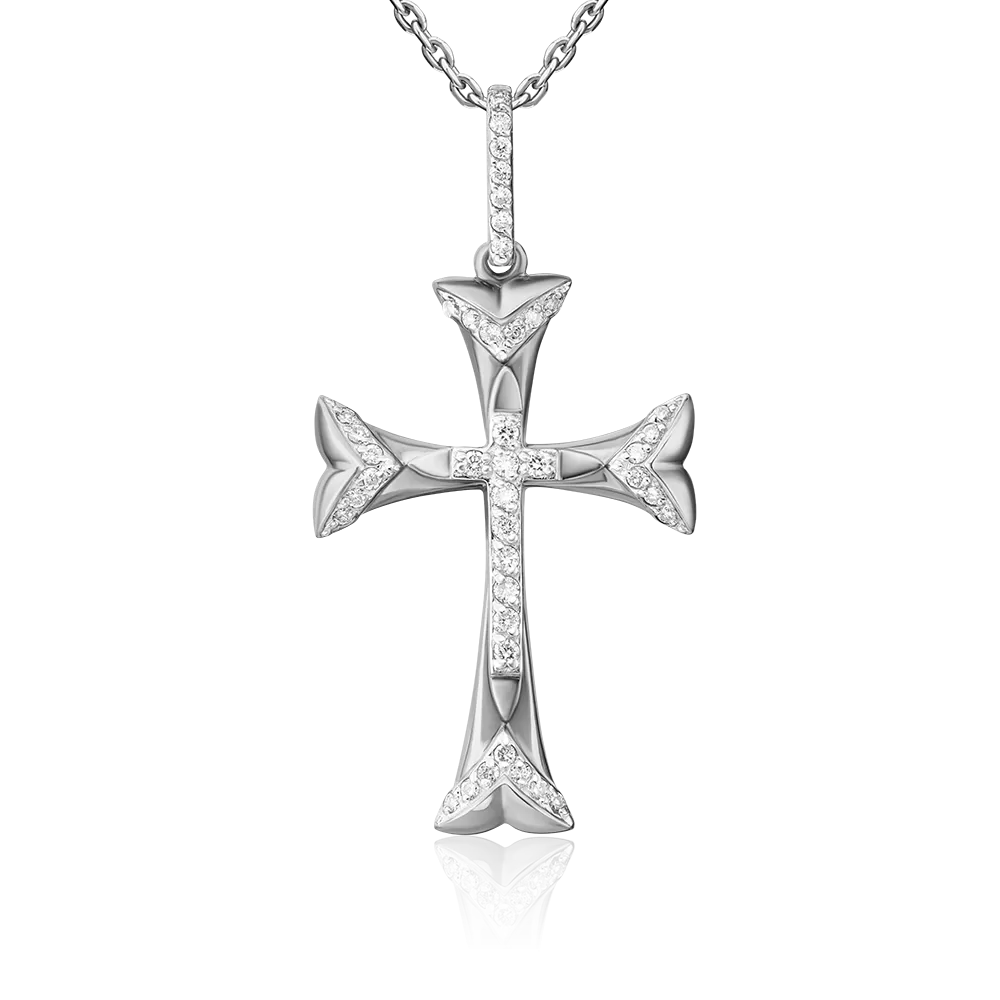 Декоративный крест из белого золота с бриллиантами 03-0465-00-101-1120-30