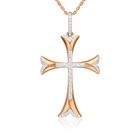 Декоративный крест из красного золота с бриллиантами 03-0466-00-101-1110-30