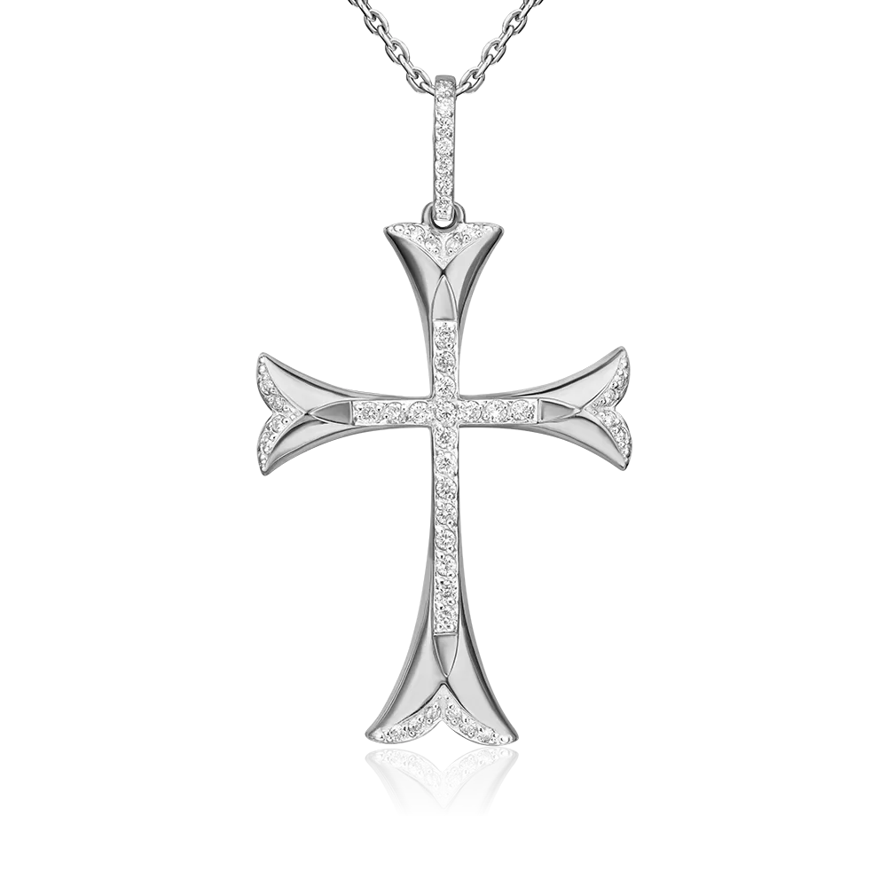 Декоративный крест из белого золота с бриллиантами 03-0467-00-101-1120-30