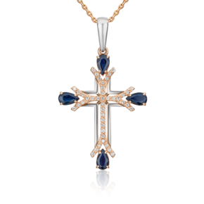 Подвеска из комбинированного золота с сапфирами и бриллиантами 03-0470-00-105-1111-30