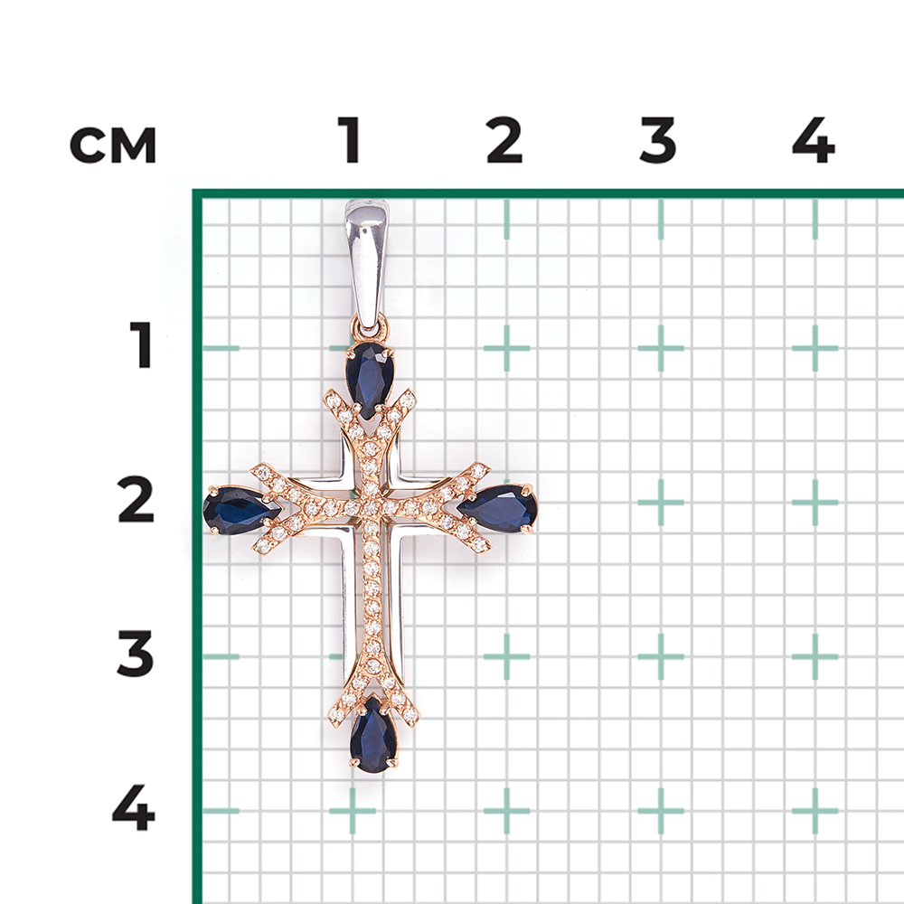 Подвеска из комбинированного золота с сапфирами и бриллиантами 03-0470-00-105-1111-30