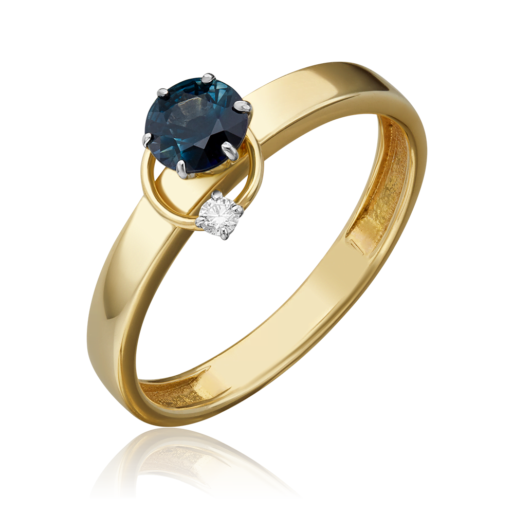 Кольцо из комбинированного золота с сапфиром и бриллиантом 01-5211-00-105-1121-30