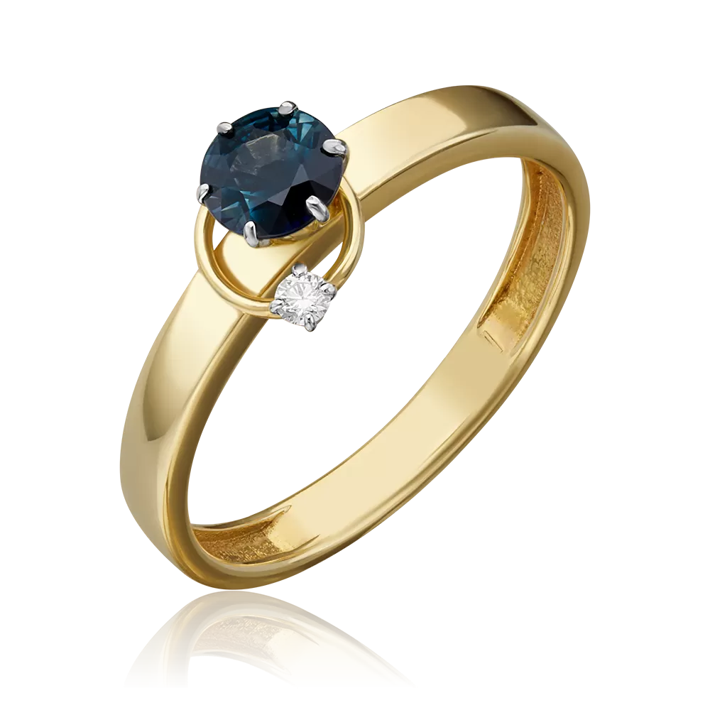 Кольцо из комбинированного золота с сапфиром и бриллиантом 01-5211-00-105-1121-30