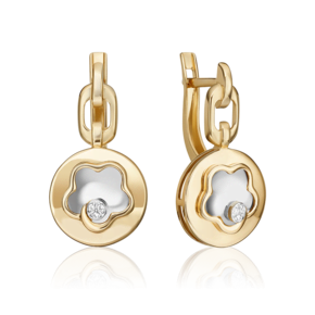Серьги с английским замком из комбинированного золота с бриллиантами 02-4987-00-101-1121