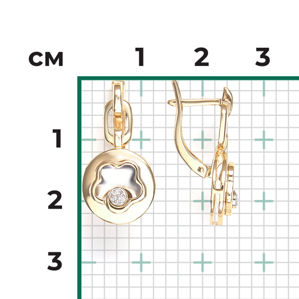 Серьги с английским замком из комбинированного золота с бриллиантами 02-4987-00-101-1121
