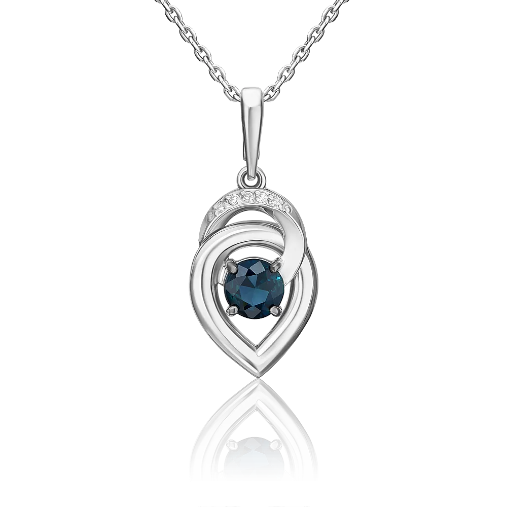 Подвеска из белого золота с сапфиром и бриллиантами 03-3453-00-105-1120