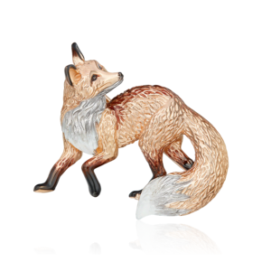 Брошь «Лисица» из красного золота с эмалью 04-0293-00-000-1110