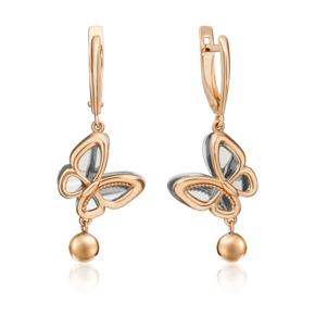 Серьги «Бабочки. Мгновения красоты» с английским замком из комбинированного золота 02-4825-00-000-1111